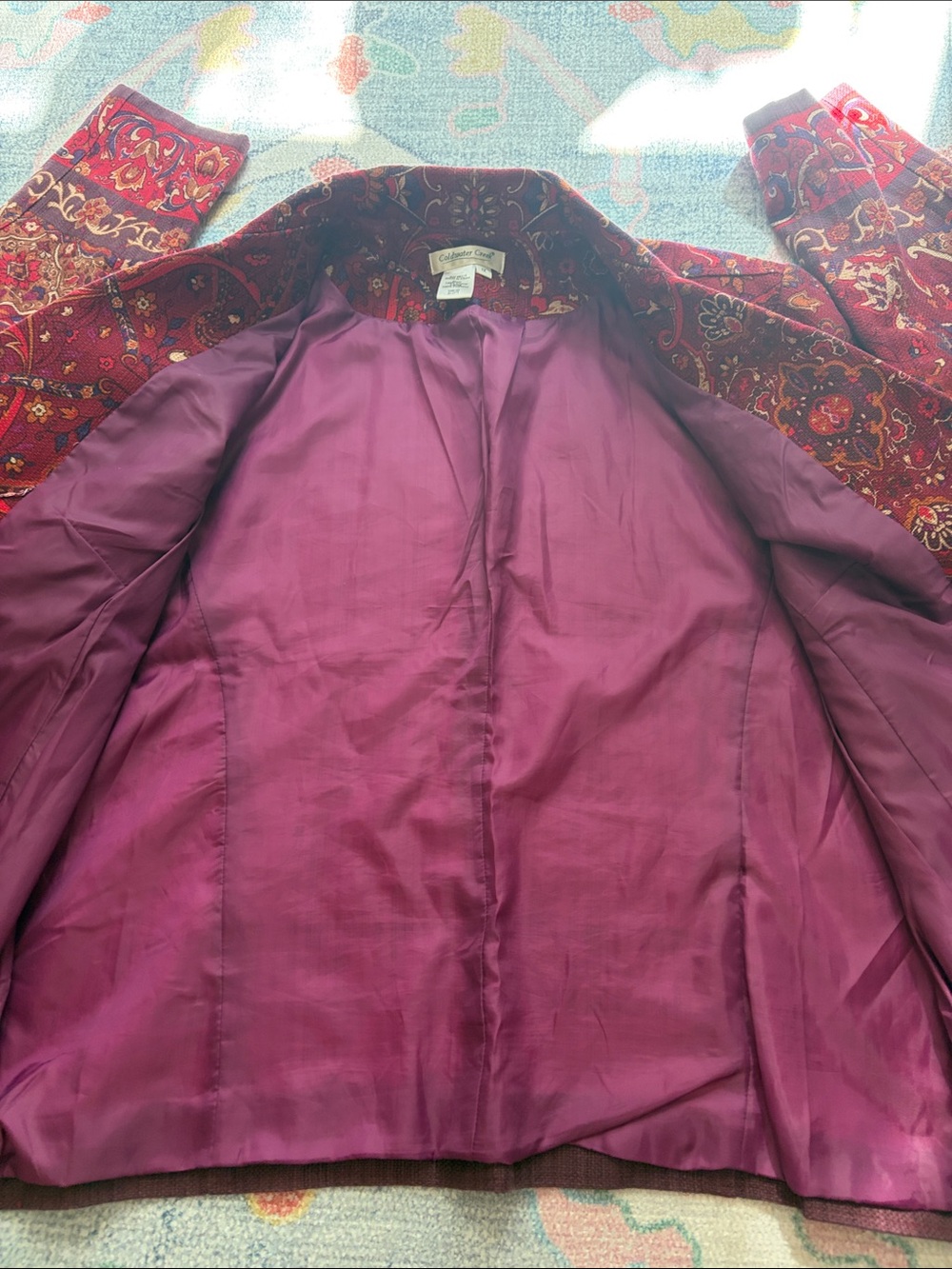 Coldwater creek lightweight cotton jacket, lined. Old money, jewel tones - Picture 9 of 11